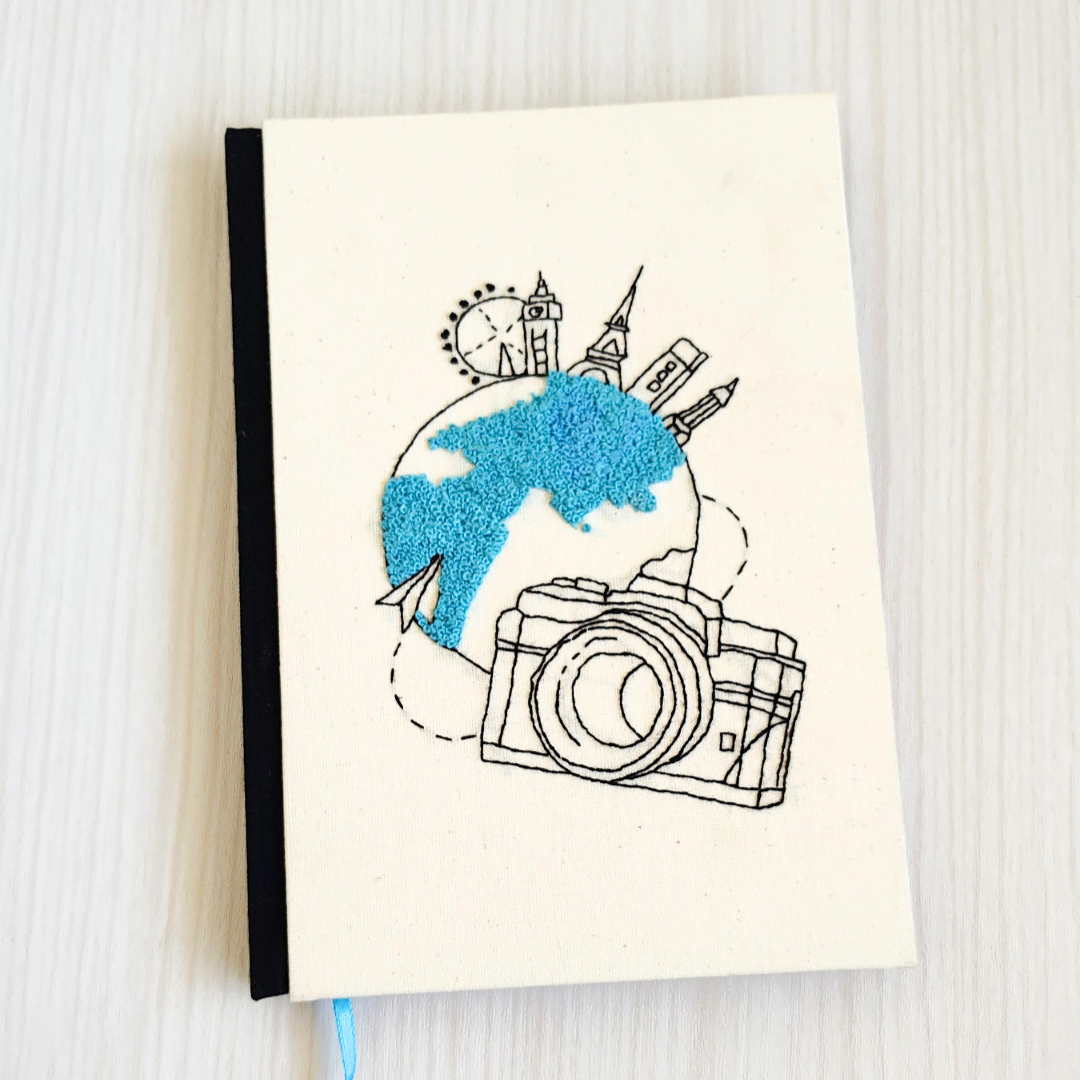 Caderno Bordado à Mão - Viagem