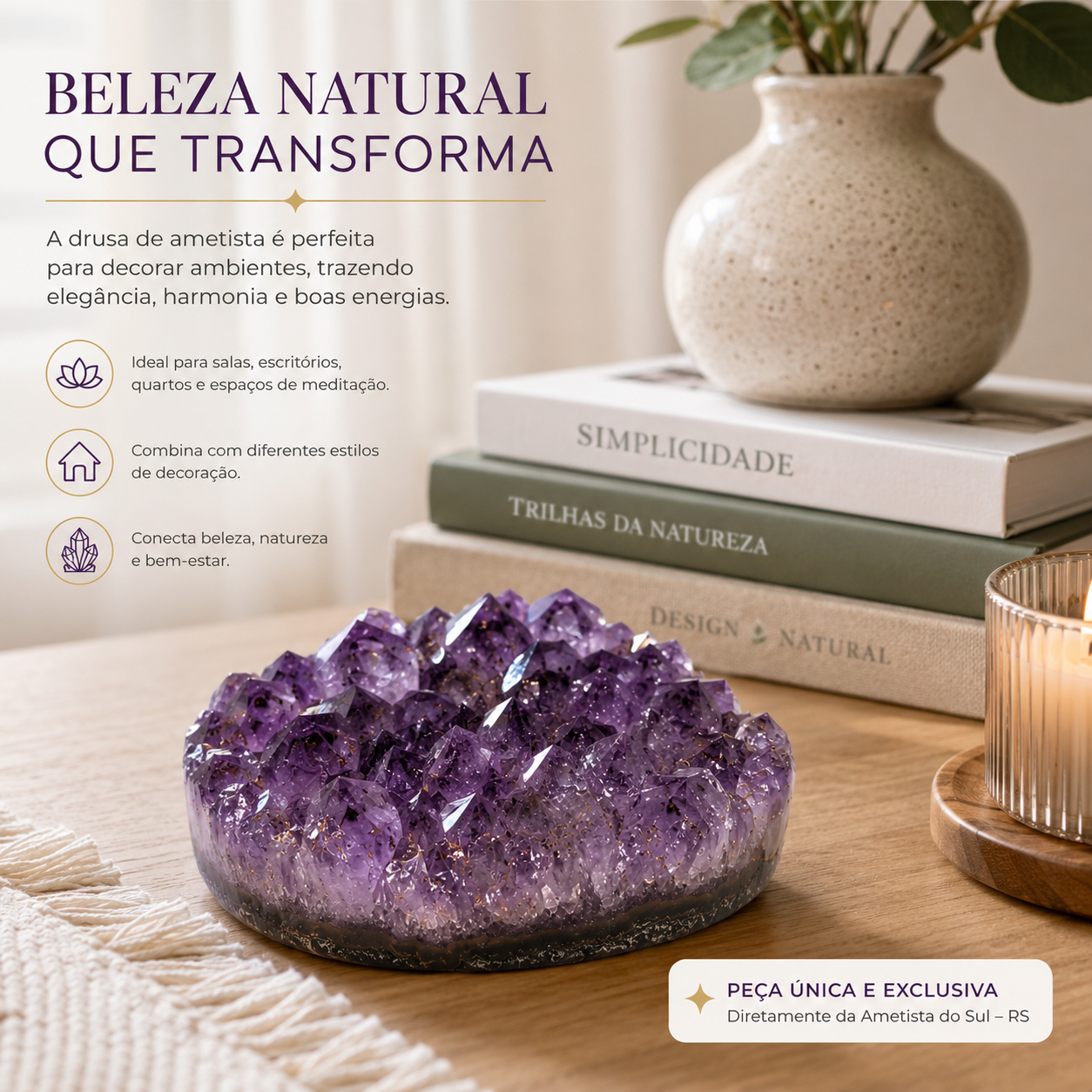 Drusa de Ametista Natural – 700 g | Ametista do Sul – RS
