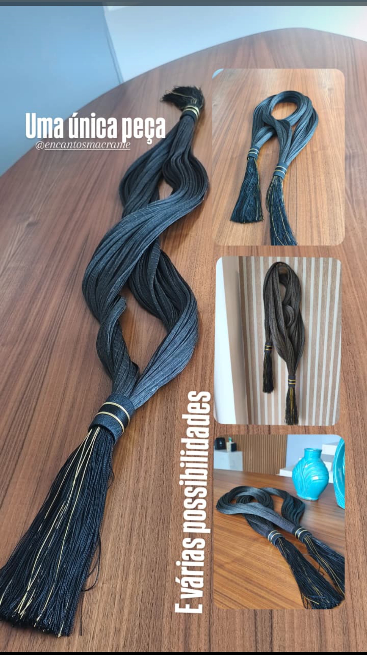 Colar Decorativo de Mesa em Macramê Preto | Design Contemporâneo