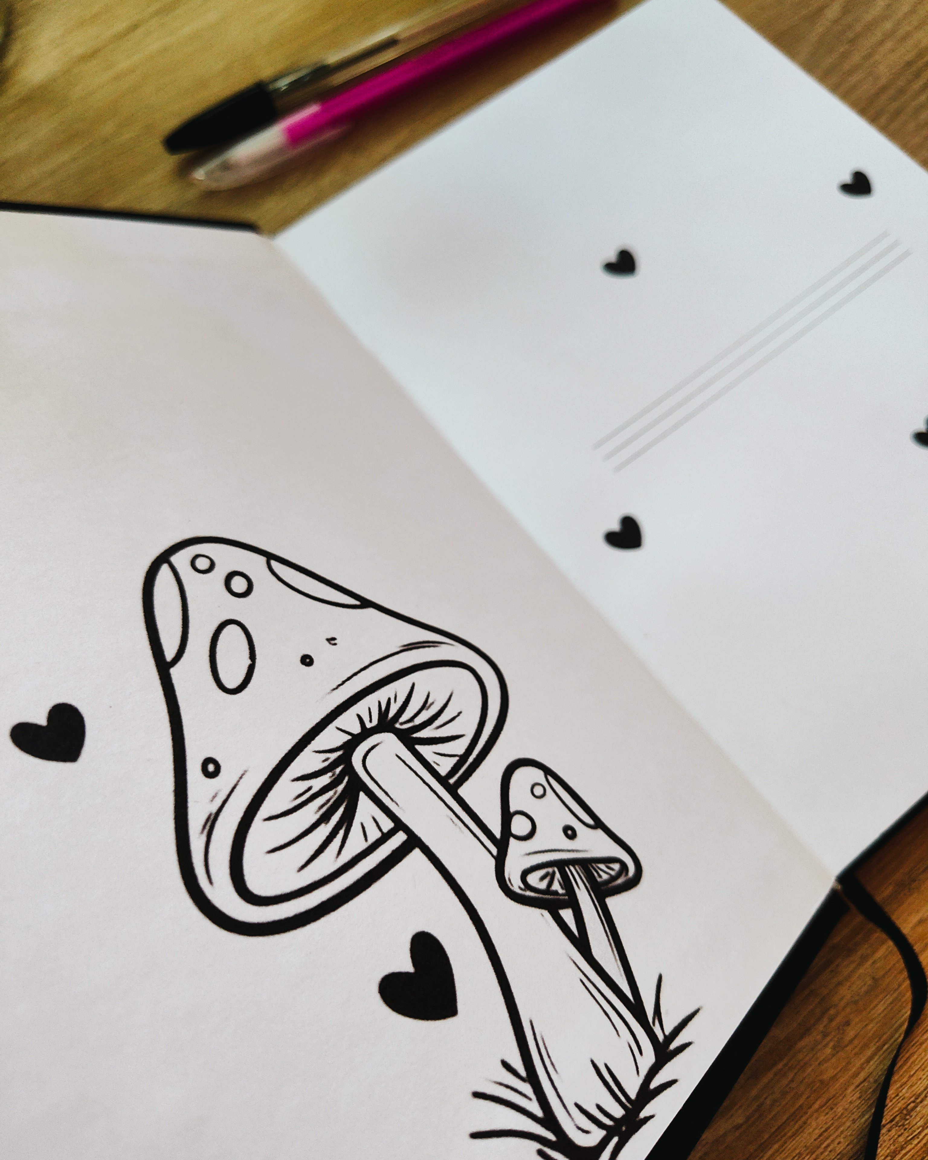 Caderno Cogumelos bordado à mão