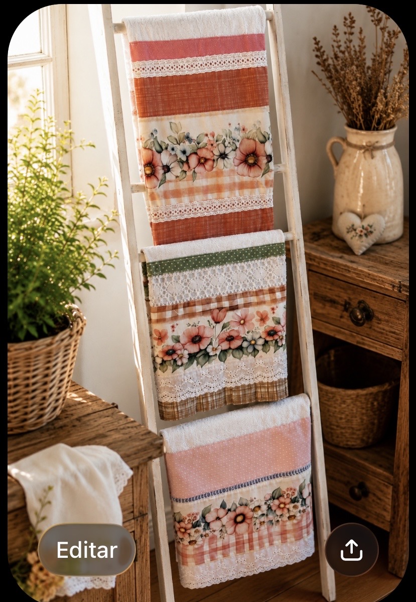 Kit de pano de prato floral Rosa