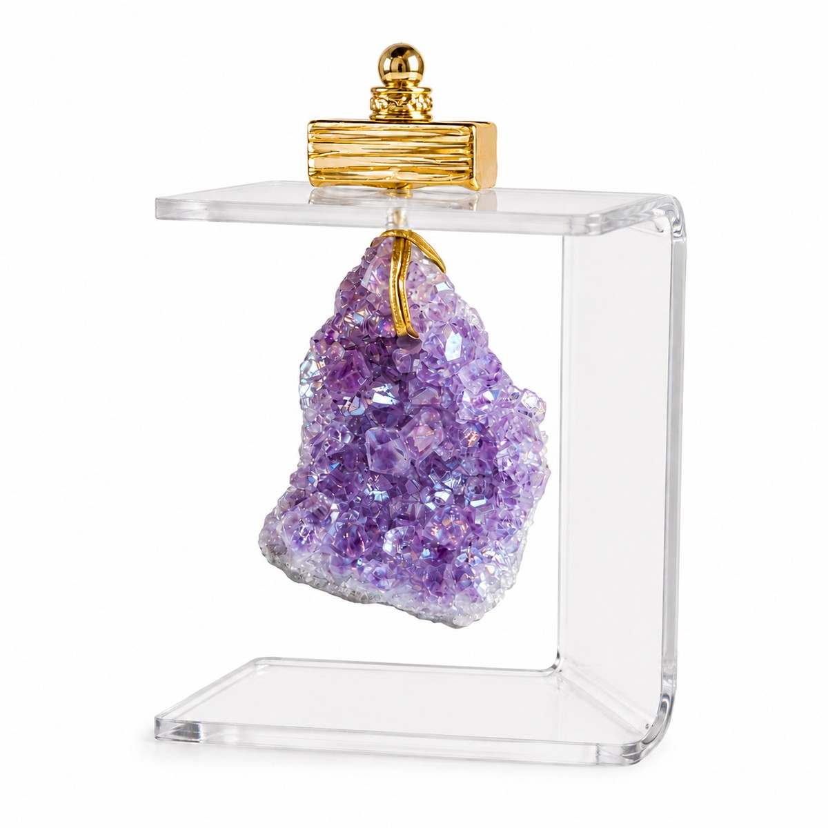 Adorno Decorativo com Drusa Metalizada e Suporte Acrílico
