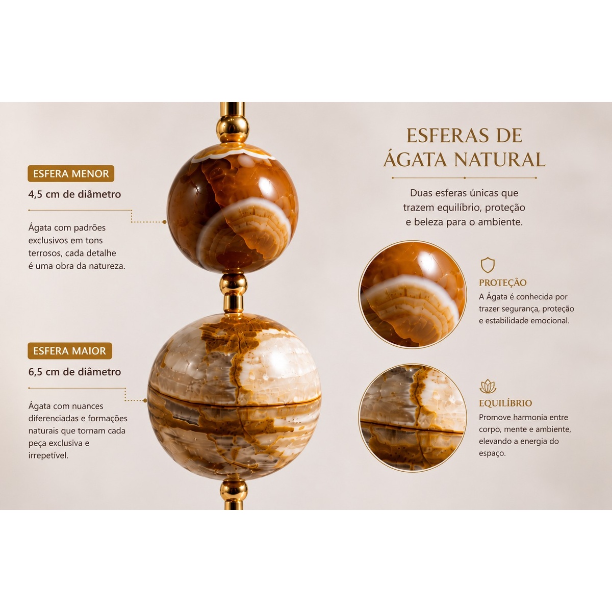 Escultura Decorativa em Ágata Natural com Quartzo Branco e Base Acrílica 32 cm